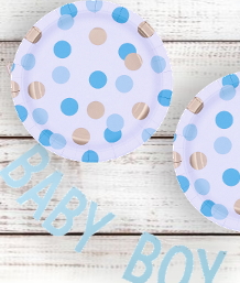 Blue and Gold Dots Party Supplies and Decorations
